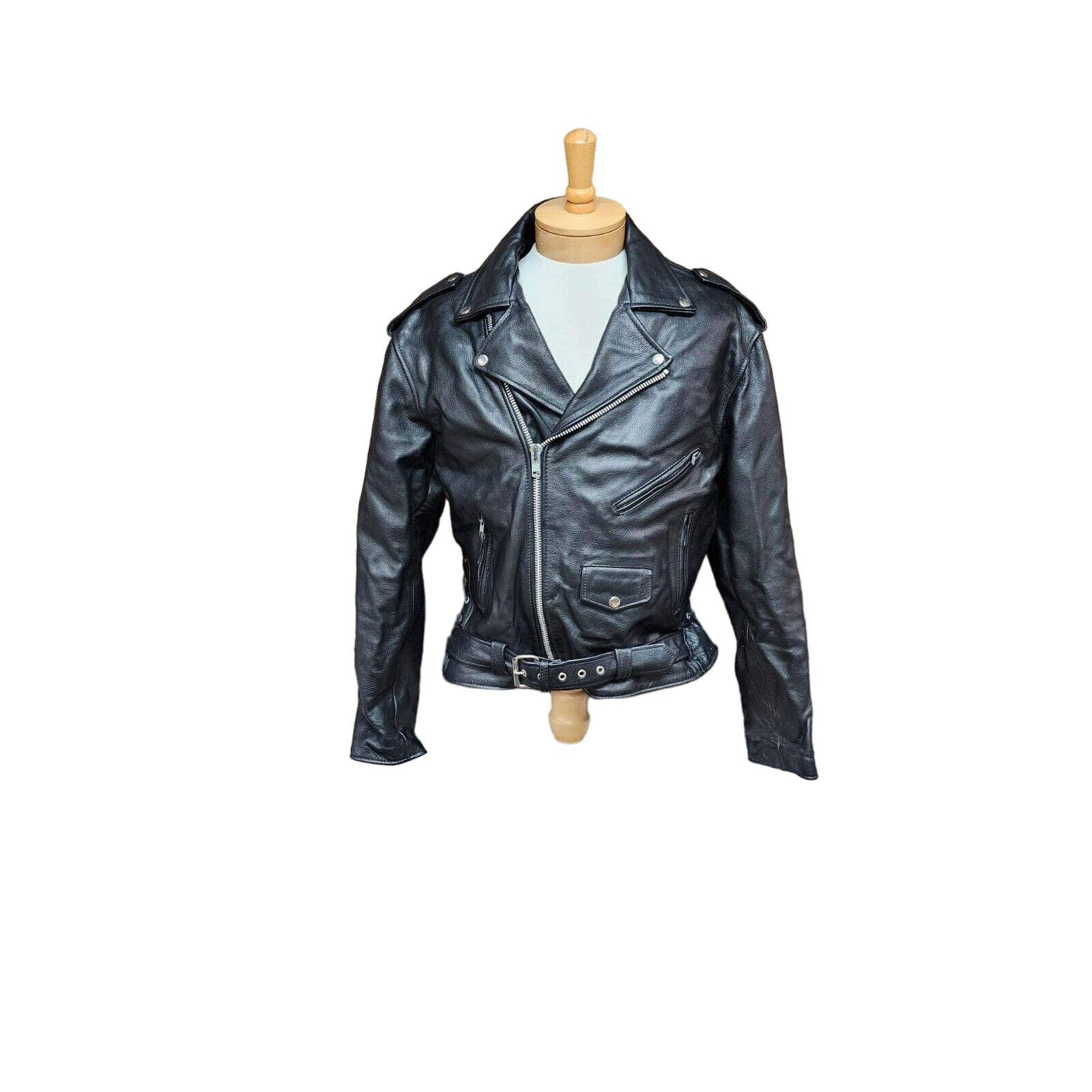 Alter Ego Chaps Medium And Jacket 48 Black Leather Biker Motorcycle